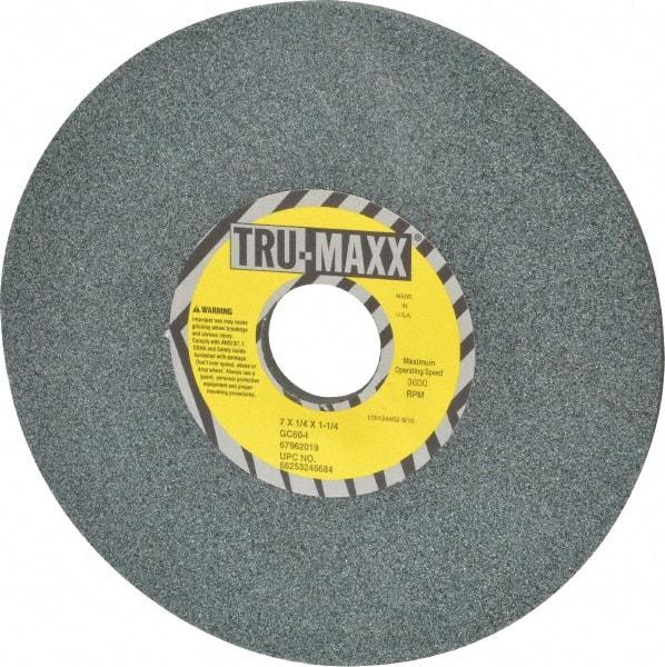 Tru-Maxx - 7" Diam x 1-1/4" Hole x 1/4" Thick, I Hardness, 60 Grit Surface Grinding Wheel - Silicon Carbide, Type 1, Medium Grade, 3,600 Max RPM, Vitrified Bond, No Recess - Apex Tool & Supply