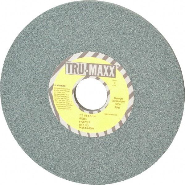 Tru-Maxx - 7" Diam x 1-1/4" Hole x 1/4" Thick, I Hardness, 80 Grit Surface Grinding Wheel - Silicon Carbide, Type 1, Medium Grade, 3,600 Max RPM, Vitrified Bond, No Recess - Apex Tool & Supply