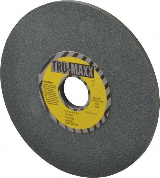 Tru-Maxx - 7" Diam x 1-1/4" Hole x 1/4" Thick, I Hardness, 100 Grit Surface Grinding Wheel - Silicon Carbide, Type 1, Fine Grade, 3,600 Max RPM, Vitrified Bond, No Recess - Apex Tool & Supply