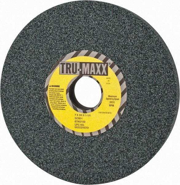 Tru-Maxx - 7" Diam x 1-1/4" Hole x 3/4" Thick, I Hardness, 60 Grit Surface Grinding Wheel - Silicon Carbide, Type 5, Medium Grade, 3,600 Max RPM, Vitrified Bond, One-Side Recess - Apex Tool & Supply
