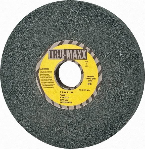 Tru-Maxx - 7" Diam x 1-1/4" Hole x 3/4" Thick, I Hardness, 80 Grit Surface Grinding Wheel - Silicon Carbide, Type 5, Medium Grade, 3,600 Max RPM, Vitrified Bond, One-Side Recess - Apex Tool & Supply