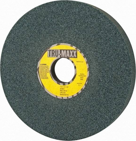 Tru-Maxx - 7" Diam x 1-1/4" Hole x 1" Thick, I Hardness, 80 Grit Surface Grinding Wheel - Silicon Carbide, Type 5, Medium Grade, 3,600 Max RPM, Vitrified Bond, One-Side Recess - Apex Tool & Supply