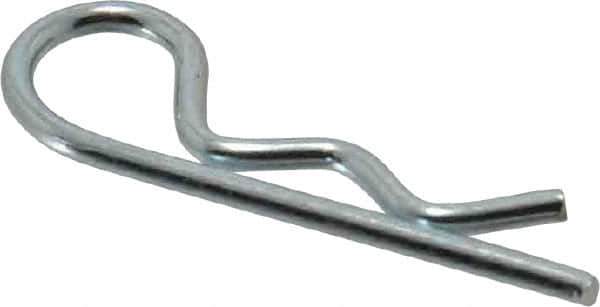Made in USA - 1/4 to 5/16" Shaft Diam, 1-1/8" Long, 0.059" Wire Diam, Hair Pin Cotter - Grade 2 Spring Steel, Zinc-Plated Finish - Apex Tool & Supply