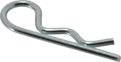 Made in USA - 1/4 to 5/16" Shaft Diam, 1-1/8" Long, 0.059" Wire Diam, Hair Pin Cotter - Grade 2 Spring Steel, Zinc-Plated Finish - Apex Tool & Supply