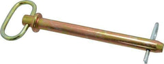 Made in USA - 5/8" Pin Diam, 6-1/2" Long, Zinc Plated Steel Pull Ring Hitch Pin - 5-3/4" Usable Length - Apex Tool & Supply
