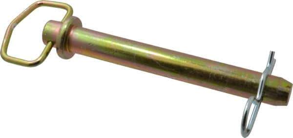 Made in USA - 1" Pin Diam, 8" Long, Zinc Plated Steel Pull Ring Hitch Pin - 7" Usable Length - Apex Tool & Supply