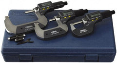 Fowler - 0 to 3" Range, 0.001mm Resolution, IP54, Electronic Outside Micrometer Sets - 0.0001" Accuracy, Friction Thimble, - Apex Tool & Supply