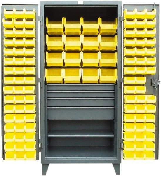 Strong Hold - 1 Shelf 110 Bin Storage Cabinet - Steel, 36" Wide x 24" Deep x 78" High, Dark Gray - Apex Tool & Supply