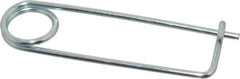 Made in USA - 2-13/16" Usable Length Spring Steel Standard Safety Pin - 4-3/8" OAL, 0.12" Wire Diam, 13/16" Inside Clearance, Zinc-Plated - Apex Tool & Supply