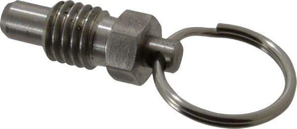 Gibraltar - 1/2-13, 0.41" Thread Length, 0.31" Plunger Diam, 0.38" Plunger Projection, 1 Lb Init to 4 Lb Final End Force, Stainless Steel Pull Ring Plunger - 0.56" Len Under Head, 0.81" Body Len, 1" Ring Diam, 1.06" Plunger Len, 1/2" Hex, 1/4" Head Height - Apex Tool & Supply