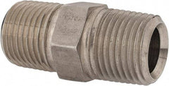 Parker - 1/2 Male Thread, Stainless Steel Industrial Pipe Hex Nipple - MNPTF, 300 psi - Apex Tool & Supply