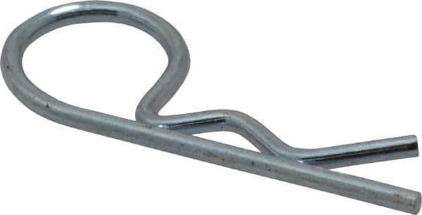 Made in USA - 1/8" Max Shaft Diam, 19/32" Long, 0.03" Wire Diam, Hair Pin Cotter - Grade 2 Spring Steel, Zinc-Plated Finish - Apex Tool & Supply