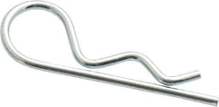 Made in USA - 3/16 to 1/4" Shaft Diam, 15/16" Long, 0.042" Wire Diam, Hair Pin Cotter - Grade 2 Spring Steel, Zinc-Plated Finish - Apex Tool & Supply