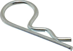 Made in USA - 3/8 to 7/16" Shaft Diam, 1-7/8" Long, 0.092" Wire Diam, Hair Pin Cotter - Grade 2 Spring Steel, Zinc-Plated Finish - Apex Tool & Supply