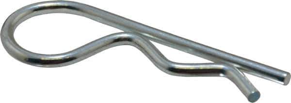 Made in USA - 7/8 to 1" Shaft Diam, 3-3/4" Long, 0.178" Wire Diam, Hair Pin Cotter - Grade 2 Spring Steel, Zinc-Plated Finish - Apex Tool & Supply