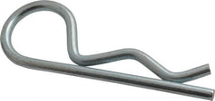 Made in USA - 1-1/8 to 1-1/2" Shaft Diam, 5" Long, 0.243" Wire Diam, Hair Pin Cotter - Grade 2 Spring Steel, Zinc-Plated Finish - Apex Tool & Supply