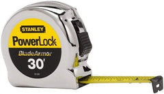 Stanley - 30' x 1" Yellow Blade Tape Measure - 1/16" Graduation, Inch Graduation Style, Silver Case - Apex Tool & Supply