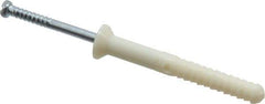 Powers Fasteners - 1/4" Diam, 1/4" Drill, 2" OAL, 1/2" Min Embedment Hammer Drive Concrete Anchor - Nylon (Body)/Steel (Drive Pin), Zinc-Plated Finish, Flat Head - Apex Tool & Supply