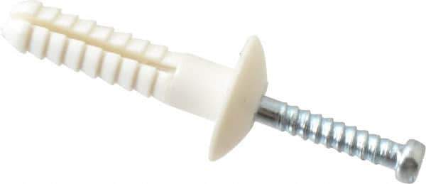 Powers Fasteners - 1/4" Diam, 1/4" Drill, 1" OAL, 1" Min Embedment Hammer Drive Concrete Anchor - Nylon (Body)/Steel (Drive Pin), Zinc-Plated Finish, Mushroom Head - Apex Tool & Supply