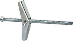 Powers Fasteners - 3/16" Screw, 3/16" Diam, 4" Long, Toggle Bolt Drywall & Hollow Wall Anchor - 1/2" Drill, Zinc Plated, Steel, Grade Zamac 7, Use in Drywall & Wallboard - Apex Tool & Supply