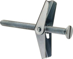 Powers Fasteners - 1/4" Screw, 1/4" Diam, 3" Long, Toggle Bolt Drywall & Hollow Wall Anchor - 5/8" Drill, Zinc Plated, Steel, Grade Zamac 7, Use in Drywall & Wallboard - Apex Tool & Supply