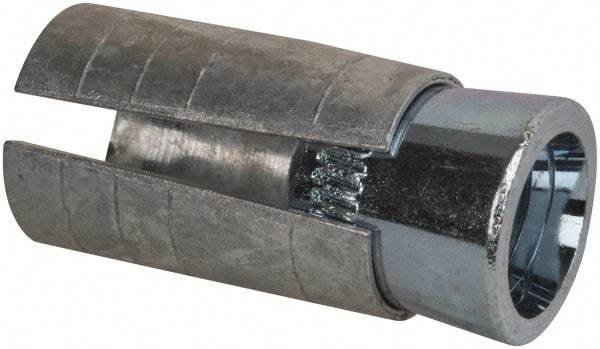 Powers Fasteners - 1/2" Diam, 3/4" Drill, 1-3/4" OAL, 1" Min Embedment Drop-In Concrete Anchor - Steel (Cone)/Zamac Alloy (Body), Zinc-Plated Finish - Apex Tool & Supply
