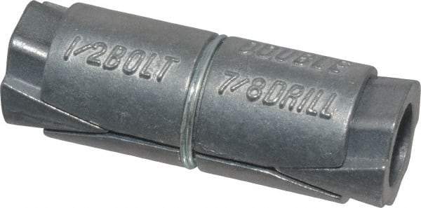 Powers Fasteners - 1/2" Diam, 7/8" Drill, 2-1/2" OAL, 2" Min Embedment Double Expansion Concrete Anchor - Zamac Alloy, Flat Head - Apex Tool & Supply