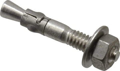 Powers Fasteners - 1/4" Diam, 1/4" Drill, 1-3/4" OAL, 7/8" Min Embedment Wedge Expansion Concrete Anchor - 304 Stainless Steel, Hex Nut Head, Hex Drive, 3/4" Thread Length - Apex Tool & Supply