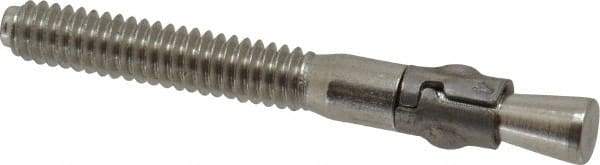 Powers Fasteners - 1/4" Diam, 1/4" Drill, 2-1/4" OAL, 7/8" Min Embedment Wedge Expansion Concrete Anchor - 304 Stainless Steel, Hex Nut Head, Hex Drive, 1-1/4" Thread Length - Apex Tool & Supply