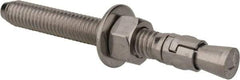 Powers Fasteners - 3/8" Diam, 3/8" Drill, 3-1/2" OAL, 1-1/4" Min Embedment Wedge Expansion Concrete Anchor - 304 Stainless Steel, Hex Nut Head, Hex Drive, 2-3/8" Thread Length - Apex Tool & Supply