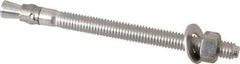 Powers Fasteners - 3/8" Diam, 3/8" Drill, 5" OAL, 2-1/4" Min Embedment Wedge Expansion Concrete Anchor - 304 Stainless Steel, Hex Nut Head, Hex Drive, 3-1/8" Thread Length - Apex Tool & Supply