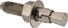 Powers Fasteners - 1/2" Diam, 1/2" Drill, 2-3/4" OAL, 2-1/4" Min Embedment Wedge Expansion Concrete Anchor - 304 Stainless Steel, Hex Nut Head, Hex Drive, 1-3/8" Thread Length - Apex Tool & Supply