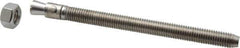 Powers Fasteners - 1/2" Diam, 1/2" Drill, 7" OAL, Wedge Expansion Concrete Anchor - 304 Stainless Steel, Hex Nut Head, Hex Drive, 5-5/8" Thread Length - Apex Tool & Supply