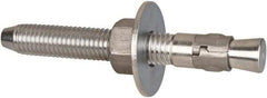 Powers Fasteners - 5/8" Diam, 5/8" Drill, 5" OAL, Wedge Expansion Concrete Anchor - 304 Stainless Steel, Hex Nut Head, Hex Drive, 3-1/2" Thread Length - Apex Tool & Supply