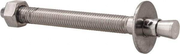 Powers Fasteners - 5/8" Diam, 5/8" Drill, 7" OAL, Wedge Expansion Concrete Anchor - 304 Stainless Steel, Hex Nut Head, Hex Drive, 5-1/2" Thread Length - Apex Tool & Supply