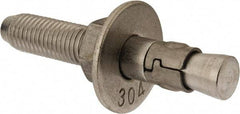 Powers Fasteners - 3/4" Diam, 3/4" Drill, 4-3/4" OAL, Wedge Expansion Concrete Anchor - 304 Stainless Steel, Hex Nut Head, Hex Drive, 2-7/8" Thread Length - Apex Tool & Supply