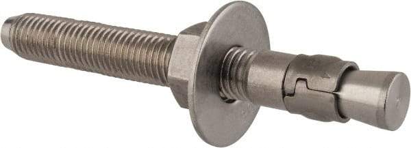Powers Fasteners - 3/4" Diam, 3/4" Drill, 6-1/4" OAL, Wedge Expansion Concrete Anchor - 304 Stainless Steel, Hex Nut Head, Hex Drive, 4-3/8" Thread Length - Apex Tool & Supply