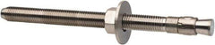 Powers Fasteners - 3/4" Diam, 3/4" Drill, 10" OAL, 1-1/8" Min Embedment Wedge Expansion Concrete Anchor - 304 Stainless Steel, Hex Nut Head, Hex Drive, 8-1/8" Thread Length - Apex Tool & Supply