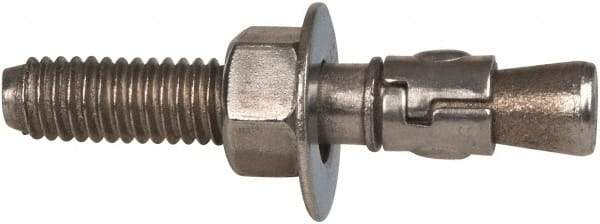 Powers Fasteners - 3/8" Diam, 3/8" Drill, 2-1/4" OAL, 3-3/8" Min Embedment Wedge Expansion Concrete Anchor - 316 Stainless Steel, Hex Nut Head, Hex Drive, 1-1/4" Thread Length - Apex Tool & Supply