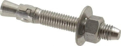Powers Fasteners - 1/2" Diam, 1/2" Drill, 3-3/4" OAL, Wedge Expansion Concrete Anchor - 316 Stainless Steel, Hex Nut Head, Hex Drive, 2-3/8" Thread Length - Apex Tool & Supply