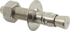 Powers Fasteners - 5/8" Diam, 5/8" Drill, 3-1/2" OAL, 1" Min Embedment Wedge Expansion Concrete Anchor - 316 Stainless Steel, Hex Nut Head, Hex Drive, 2" Thread Length - Apex Tool & Supply