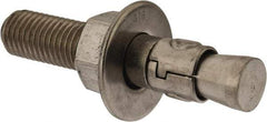 Powers Fasteners - 3/4" Diam, 3/4" Drill, 4-1/4" OAL, 1-1/4" Min Embedment Wedge Expansion Concrete Anchor - 316 Stainless Steel, Hex Nut Head, Hex Drive, 2-3/8" Thread Length - Apex Tool & Supply