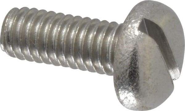 Value Collection - M4x0.70 Metric Coarse, 10mm Length Under Head Slotted Drive Machine Screw - Pan Head, Grade 18-8 Stainless Steel, Uncoated, Without Washer - Apex Tool & Supply