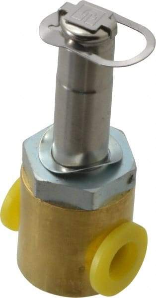 Parker - 1/4" Port, Two Way, Direct Acting, Brass Solenoid Valve - Normally Closed, 300 Max PSI, NBR Seal - Apex Tool & Supply