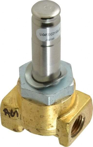Parker - 1/4" Port, Two Way, Direct Acting, Brass Solenoid Valve - Normally Closed, 150 Max PSI, NBR Seal - Apex Tool & Supply