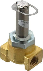 Parker - 1/4" Port, Two Way, Direct Acting, Brass Solenoid Valve - Normally Closed, 100 Max PSI, NBR Seal - Apex Tool & Supply