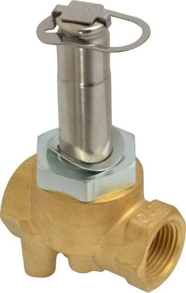 Parker - 3/8" Port, Two Way, Direct Acting, Brass Solenoid Valve - Normally Closed, 150 Max PSI, NBR Seal - Apex Tool & Supply