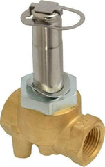 Parker - 3/8" Port, Two Way, Direct Acting, Brass Solenoid Valve - Normally Closed, 150 Max PSI, NBR Seal - Apex Tool & Supply