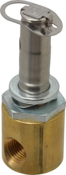 Parker - 1/4" Port, Two Way, Direct Acting, Brass Solenoid Valve - Normally Open, 300 Max PSI, NBR Seal - Apex Tool & Supply