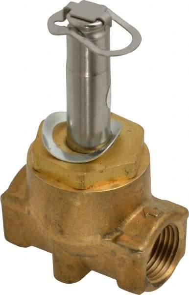 Parker - 3/8" Port, Two Way, Piloted Diaphragm, Brass Solenoid Valve - Normally Closed, 300 Max PSI, NBR Seal - Apex Tool & Supply